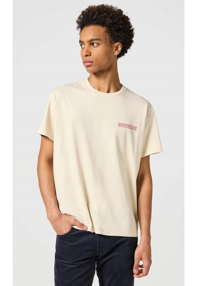 Wrangler Tricou barbati - GRAPHIC TEE - bumbac - alb - maneca scurta