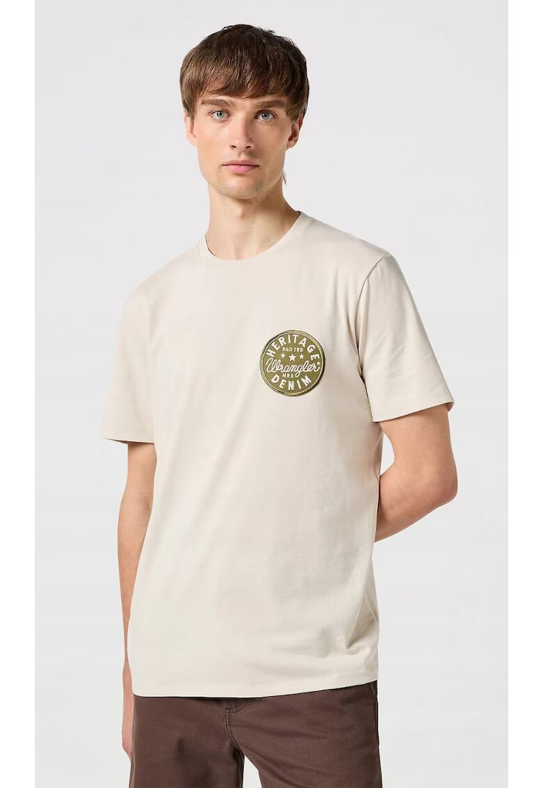Wrangler Tricou barbati - Graphic Tee - regular fit - bej - bumbac -