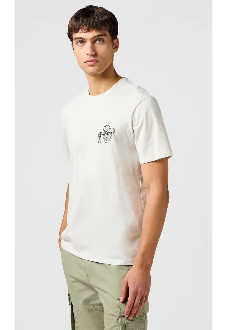 Wrangler Tricou barbati - SMALL GRAPHIC TEE - alb - bumbac - maneca scurta - croiala regular fit