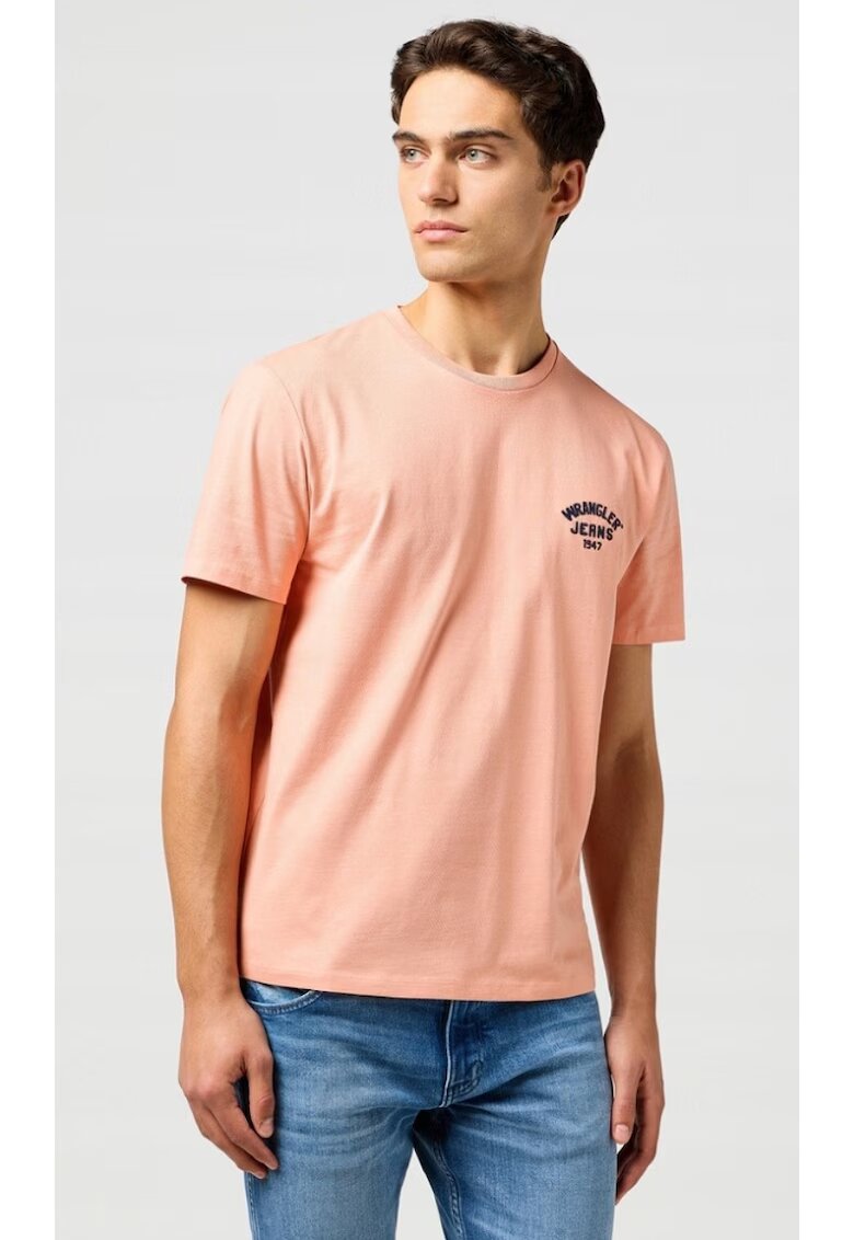 Wrangler Tricou barbati - SMALL LOGO TEE - roz - bumbac - maneca scurta