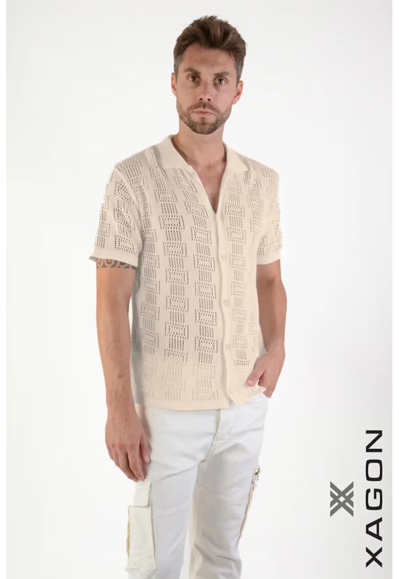 XAGON Camasa regular fit cu perforatii cu inchidere prin nasturi - Bej