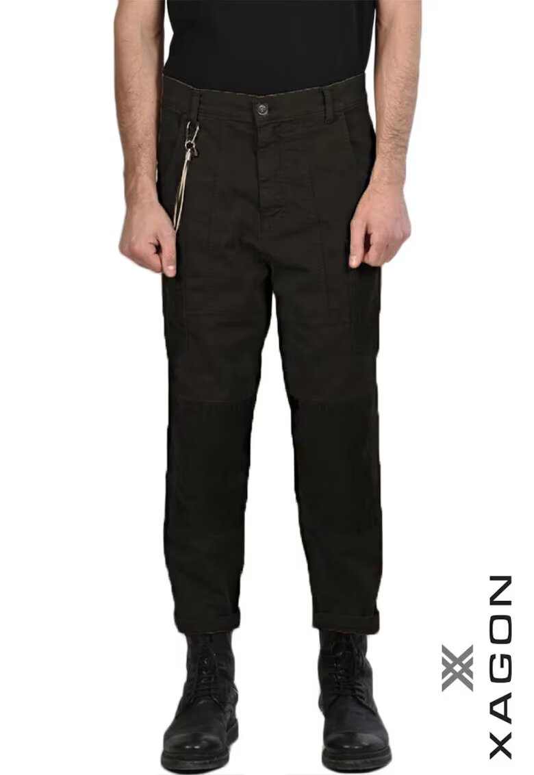 XAGON Pantalon mulati confortabili cu insertii din catifea - Negru