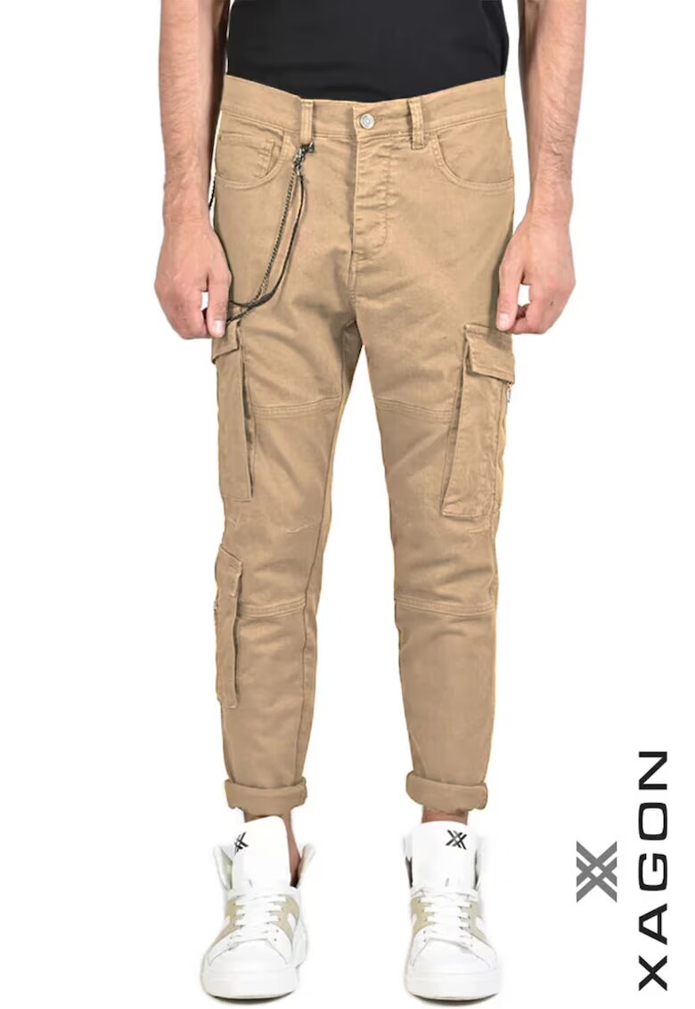 XAGON Pantalon skinny mulați - fermoar lateral și buzunare - Bej
