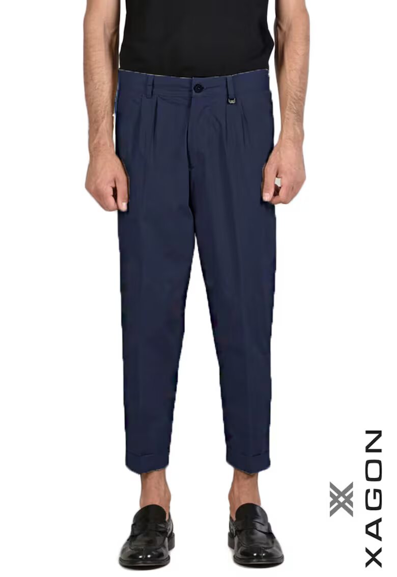 XAGON Pantaloni crop cu pense - Albastru