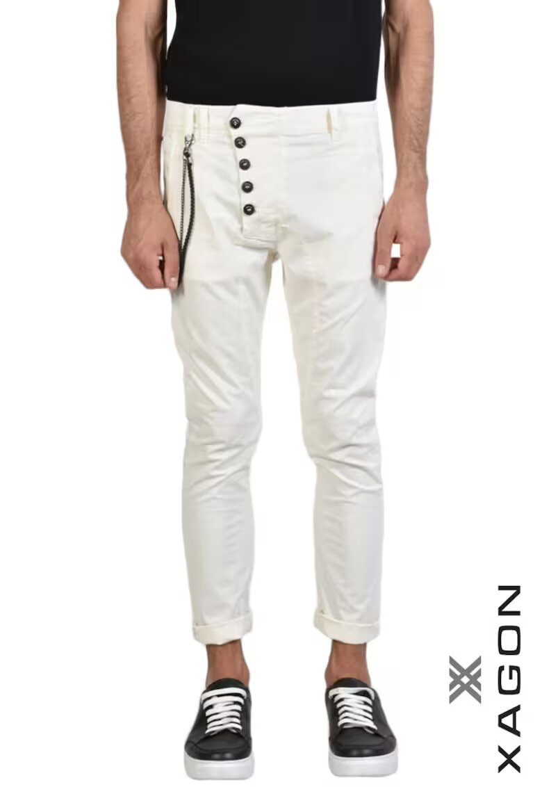 XAGON Pantaloni skinny - mulați cu nasturi laterali - Alb