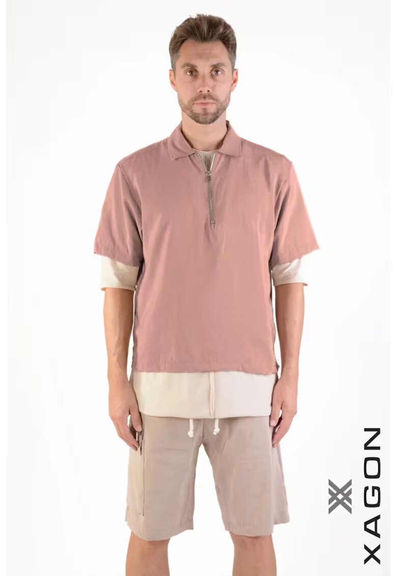 XAGON Tricou polo cu fermoar 2BM106X - Roz