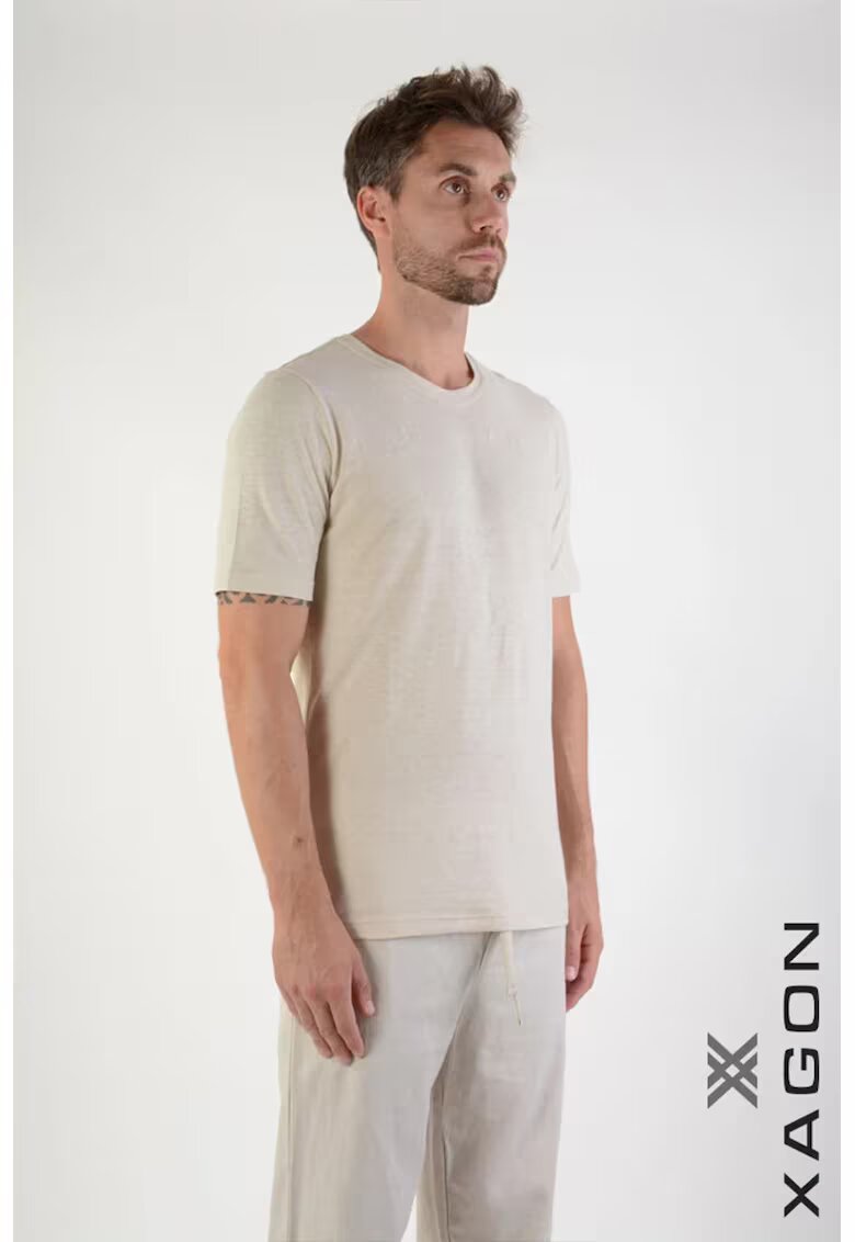 XAGON Tricou regular fit cu guler rotund 1JX2504 - Bej