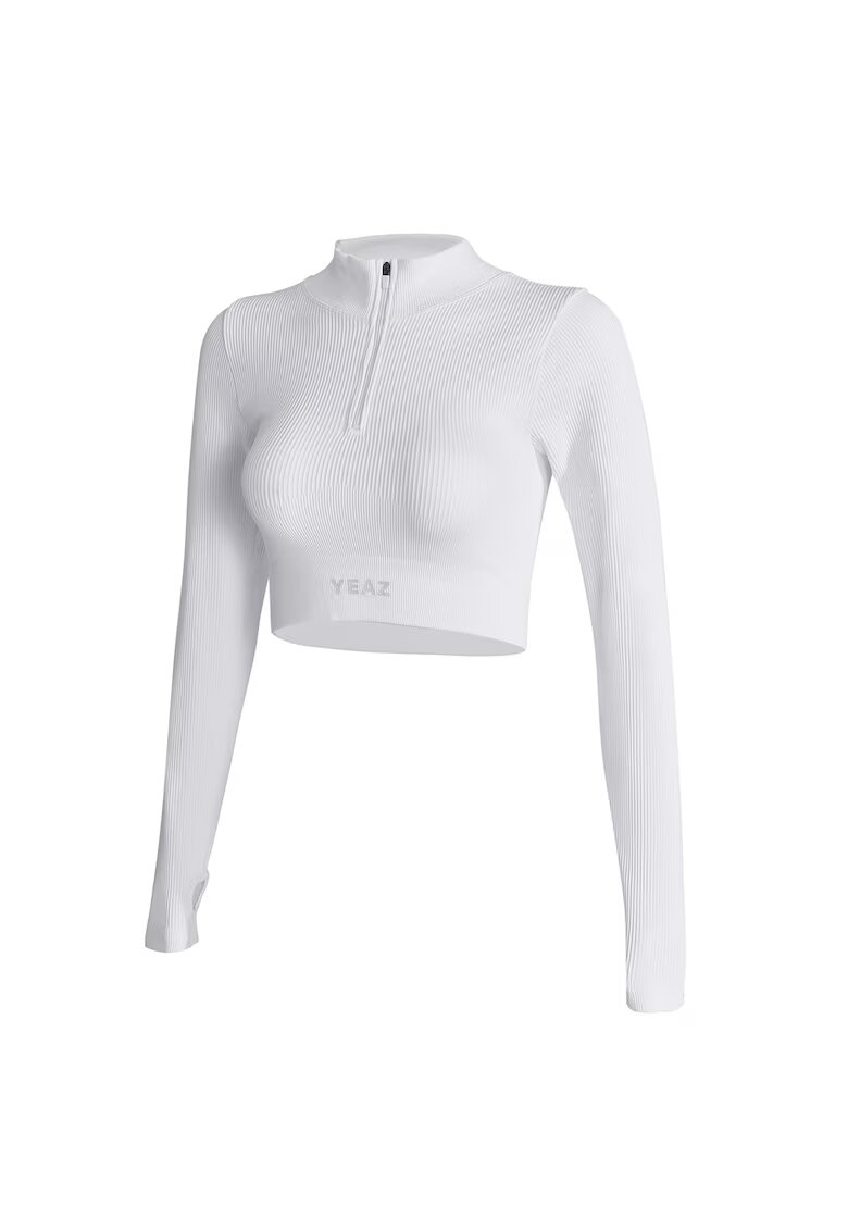 YEAZ Bluza crop cu fermoar scurt pentru antrenament - Alb