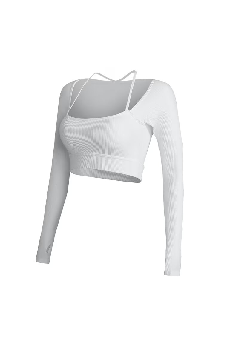 YEAZ Bluza crop pentru antrenament Club Level - Alb