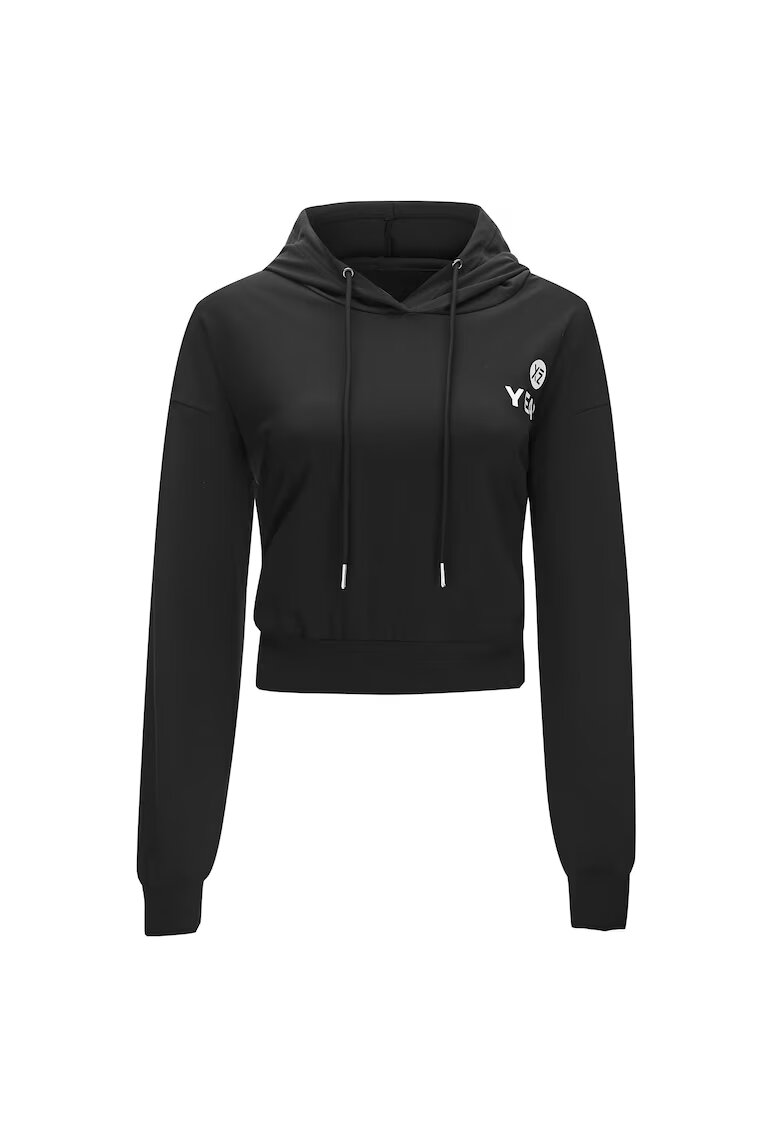 YEAZ Hanorac crop cu maneci cazute pentru fitness MOOD 29197 - Negru