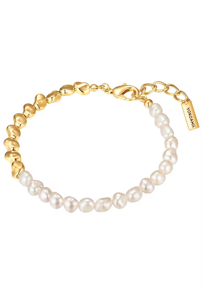 Yokoamii Bratara placata cu aur de 14K si decorata cu perle - Auriu