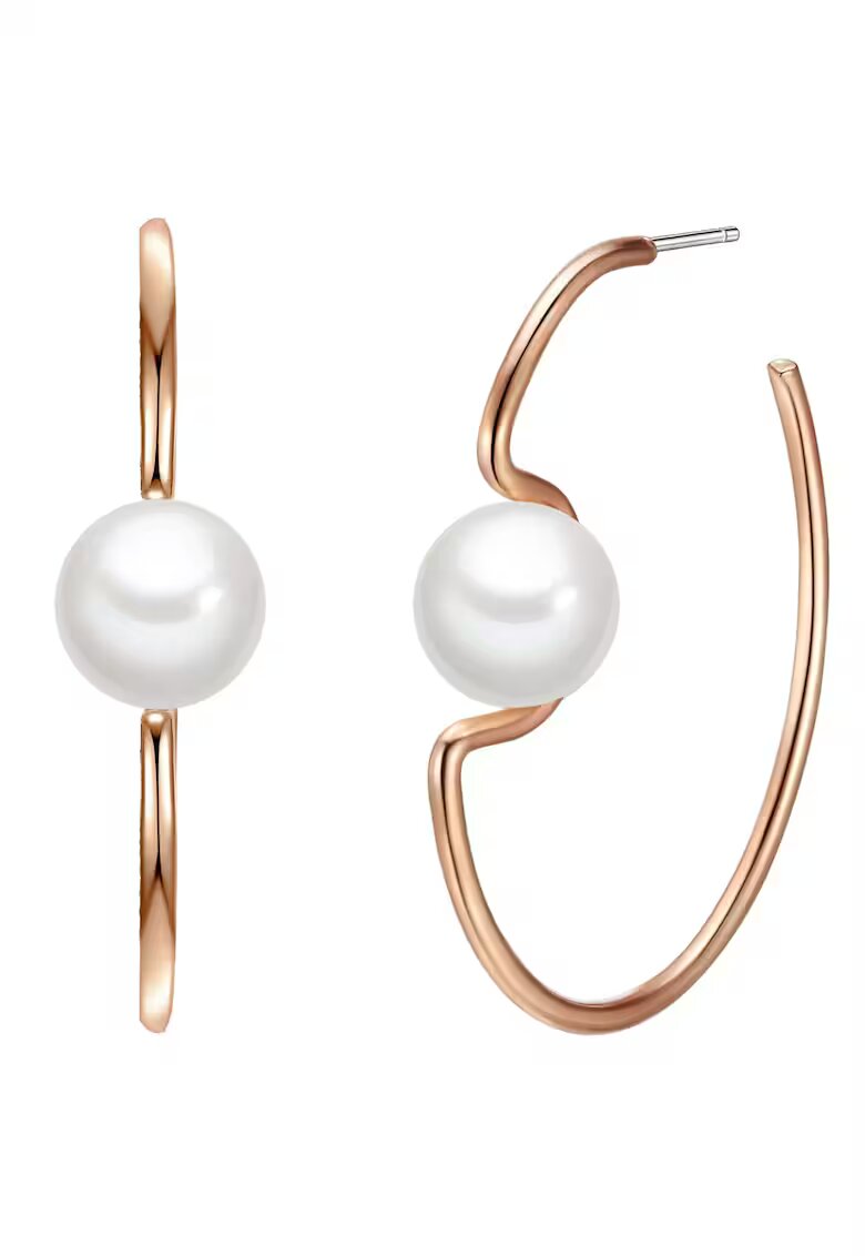 Yokoamii Cercei de aur de 14K filat - decorati cu perle - Auriu rose