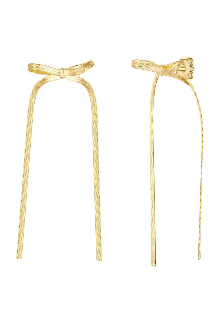 Yokoamii Cercei lungi placati cu aur de 14K - cu model funda - Auriu