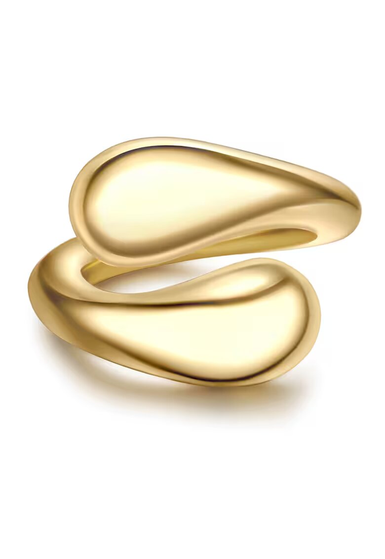 Yokoamii Inel placat cu aur de 14K cu finisaj lucios - Auriu