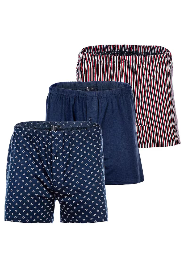 YOURBASICS Set de boxeri de bumbac - 3 perechi - Rosu/Alb/Albastru