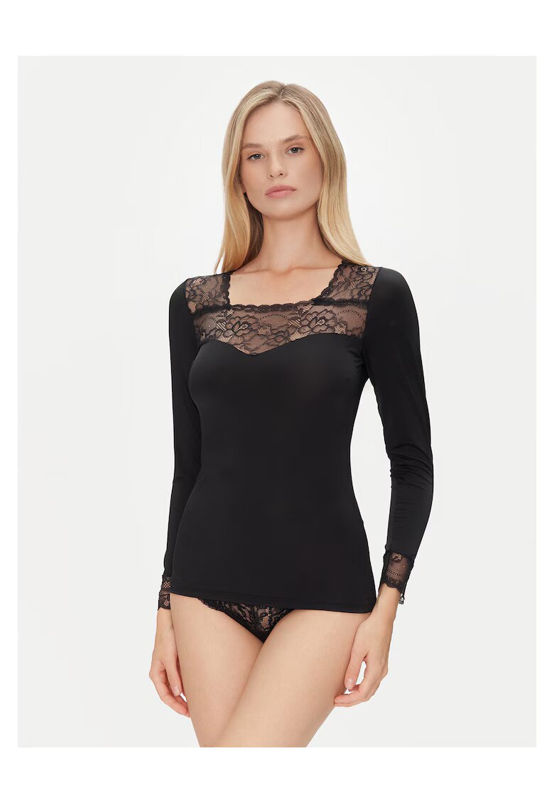Ysabel Mora Bluza de pijama dama negru - din material moale