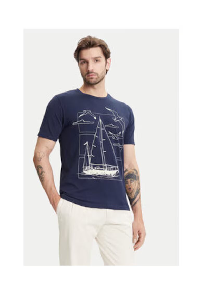 Ysabel Mora Tricou Barbati - Bleumarin - 95% bumbac - 5% elastan