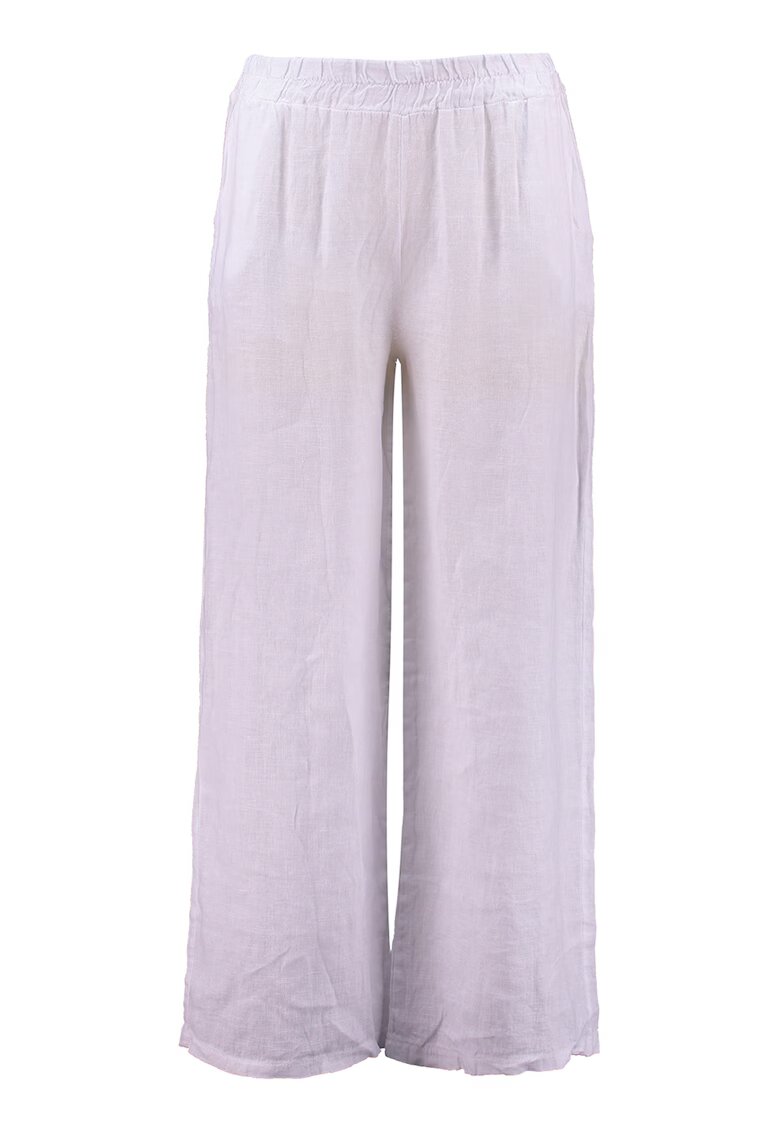 Zabaione Pantaloni din in cu talie elastica - Alb