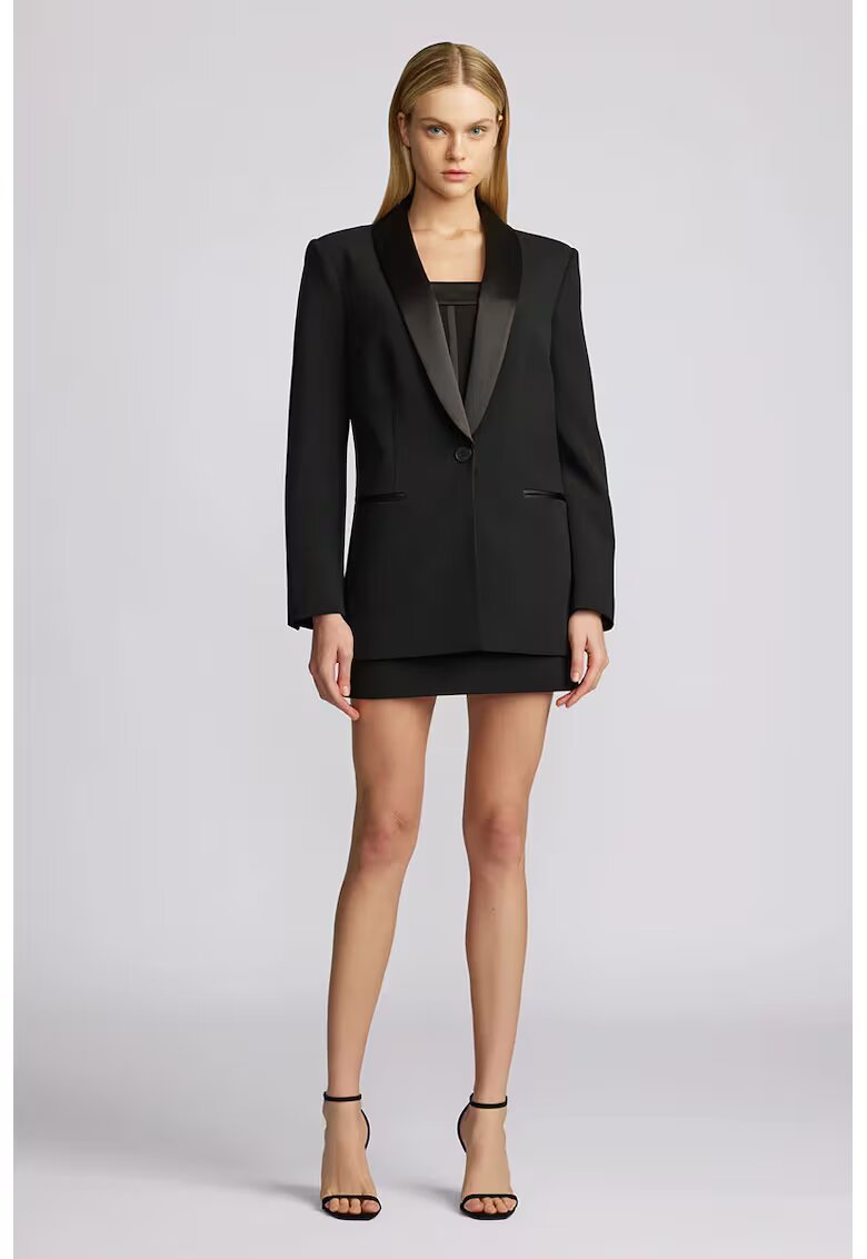 Zac Posen Sacou supradimensionat cu rever satinat - Negru