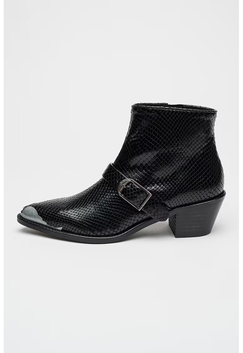 Zadig&Voltaire Botine de piele cu toc cubanez Tylow - Negru