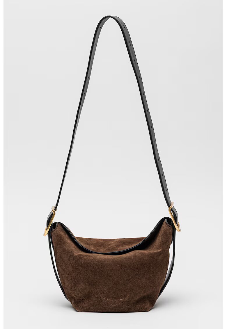 Zadig&Voltaire Geanta crossbody de piele intoarsa Baby Jane - Maro inchis