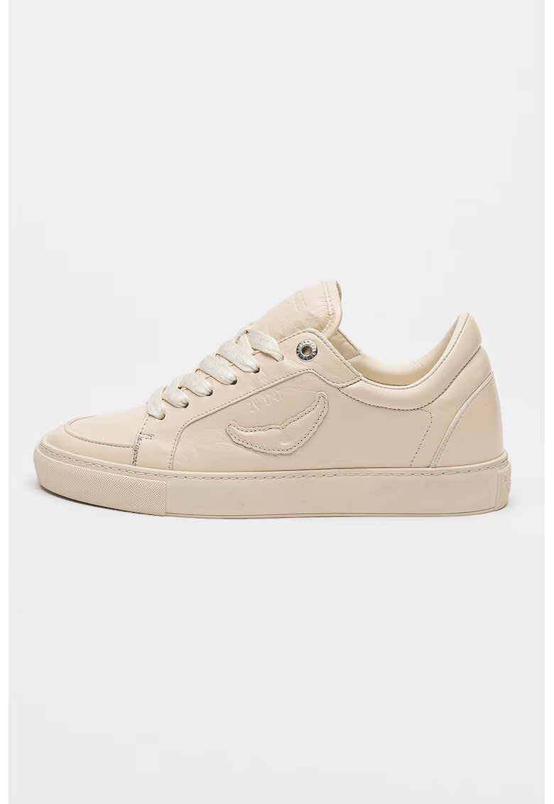 Zadig&Voltaire Pantofi sport de piele cu logo - Bej