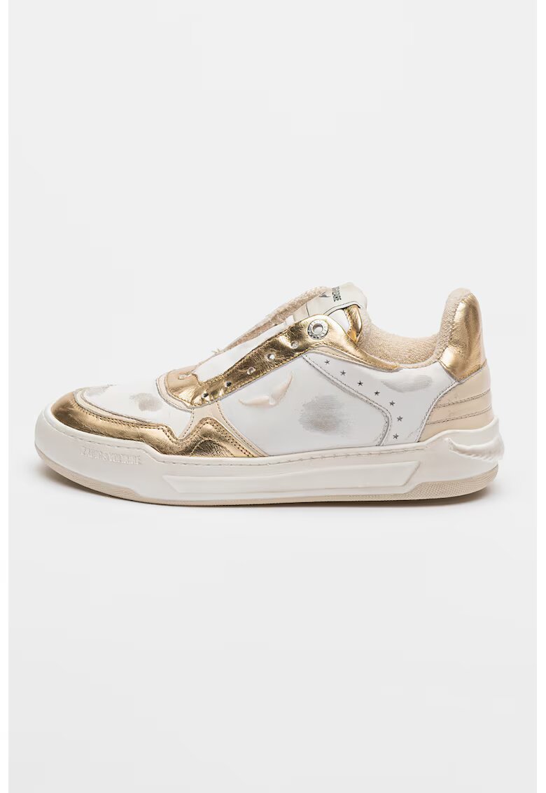 Zadig  Voltaire Pantofi sport low-cut cu logo - Alb/Auriu