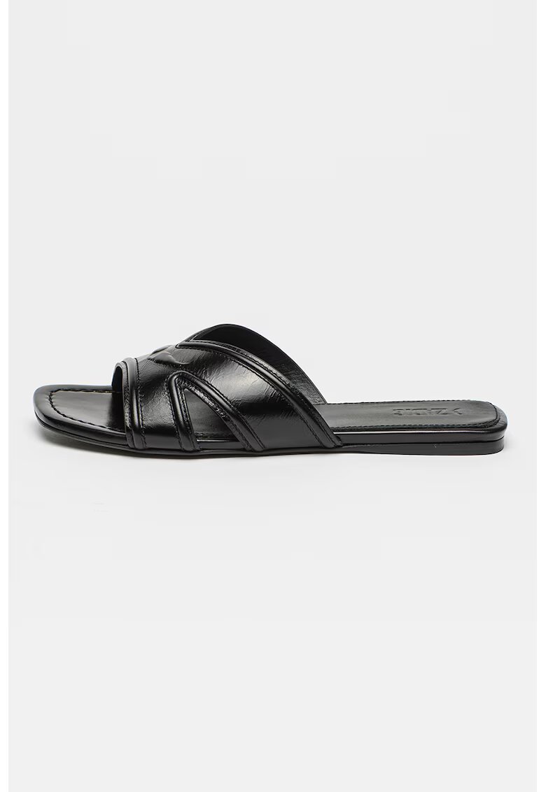 Zadig  Voltaire Papuci din piele cu varf patrat - Negru