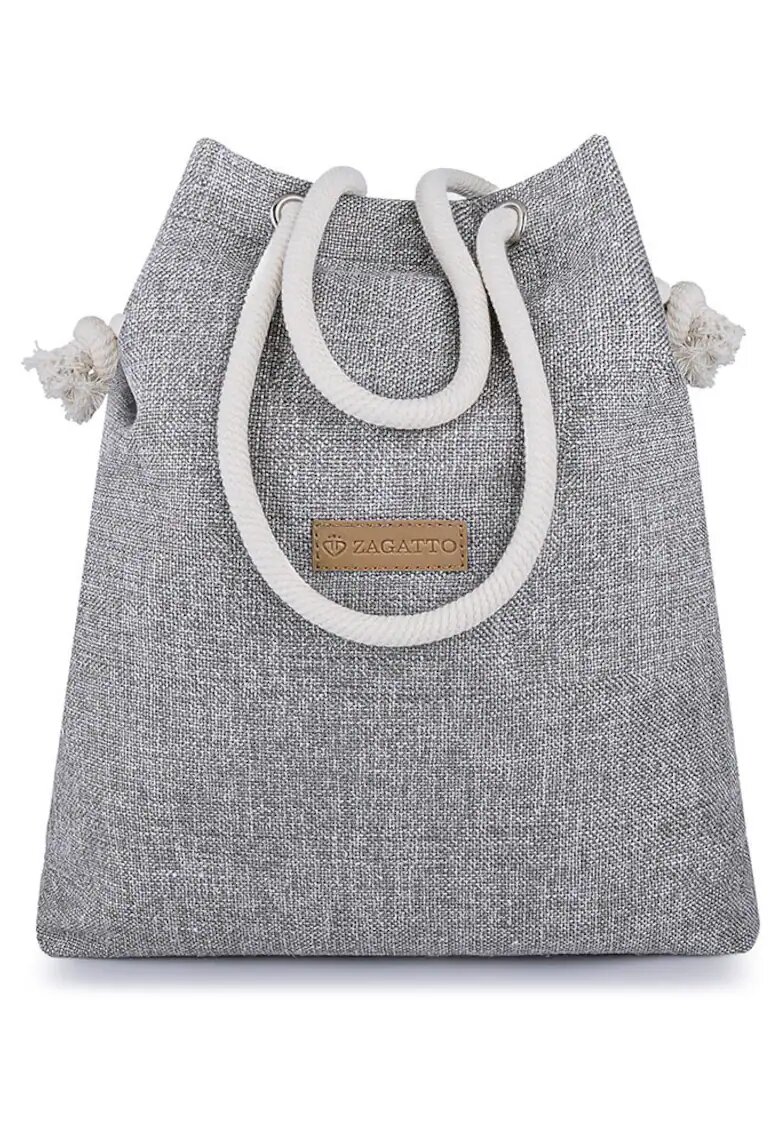Zagatto Geanta dama umar - Villa Eco - Gri - Din textil - Practica si versatila - Functionala - Comapatibila format A4 - Dimensiuni 50x41x12 cm - Spatioasa - Casual - De zi cu zi - ZG613