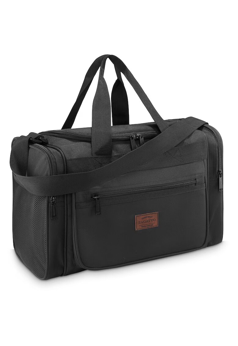 Zagatto Geanta de voiaj pentru avion - ® - Negru - Unisex - Universala - Multifunctionala - Compatibila Wizz Air si RYANAIR - Fermoar dublu - Impermeabila - Curea de umar reglabila - Atasabila valiza - Usoara - Spatioasa - Nylon/Poliester - 40x20x25 cm ...