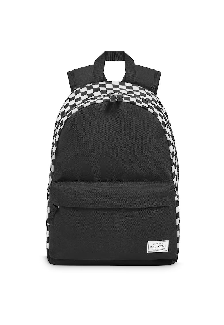 Zagatto Ghiozdan scoala fete - baieti - Negru - Alb - 45x30x15 cm - Capalcitate 20L - Rucsac scoala adolescenti - Calsele 5-8 - Liceu - Universitate - Usor - Bretele confortabile - Casual - Sport - ZG766