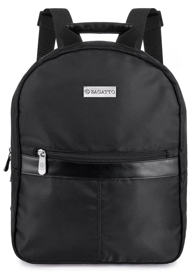 Zagatto Rucsac dama - ® - Negru - Urban - Casual - Inchidere cu fermoar - Impermeabil - Bretele reglabile - Usor - Spatios - Nylon/Poliester - 31x25x10 cm - VILLA ECO - ZG624