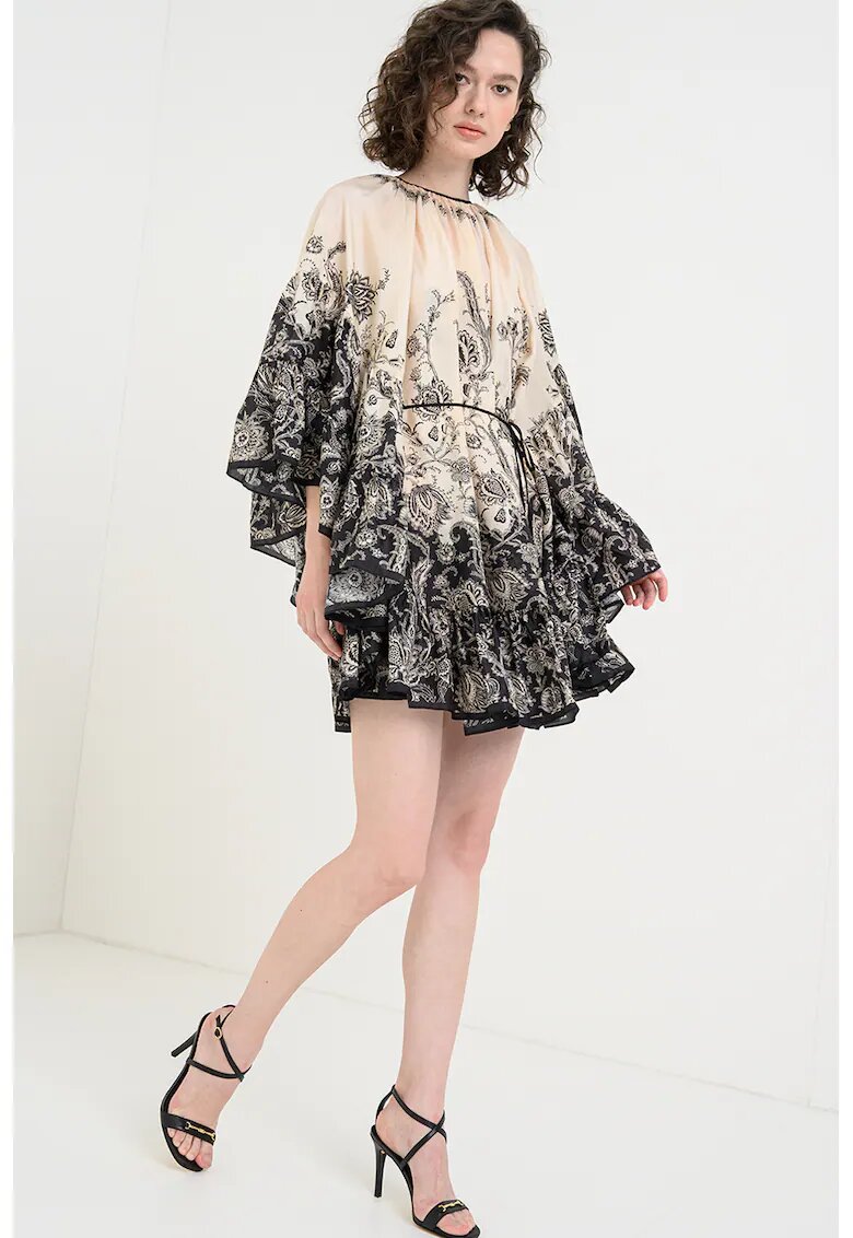 ZIMMERMANN Rochie lejera de matase - Negru/Crem