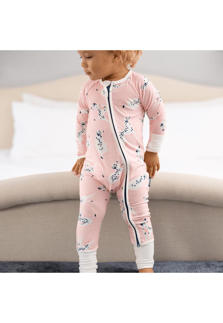 Zipster Salopeta lunga din bambus - - Dalmatians - Roz - pentru bebelusi - Roz pal