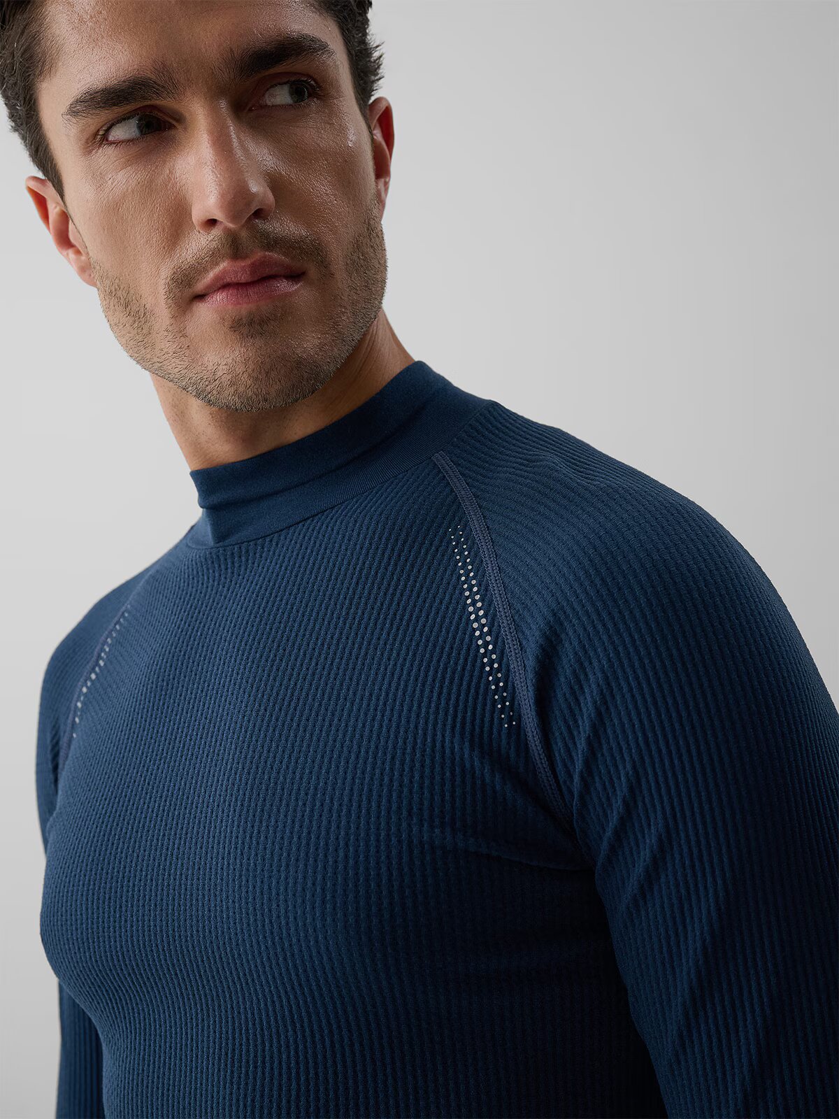 4F Bluză cu mânecă lungă de alergare din tricot structural pentru bărbați - denim S/M