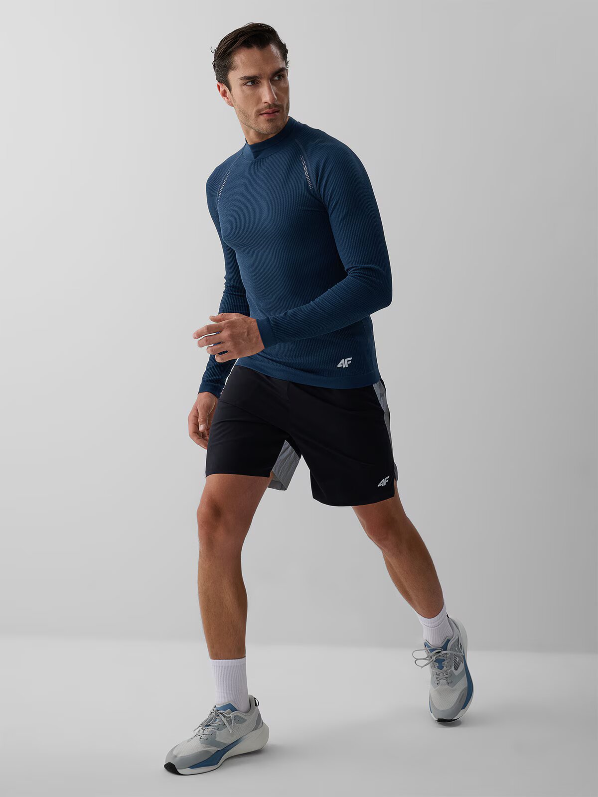 4F Bluză cu mânecă lungă de alergare din tricot structural pentru bărbați - denim S/M