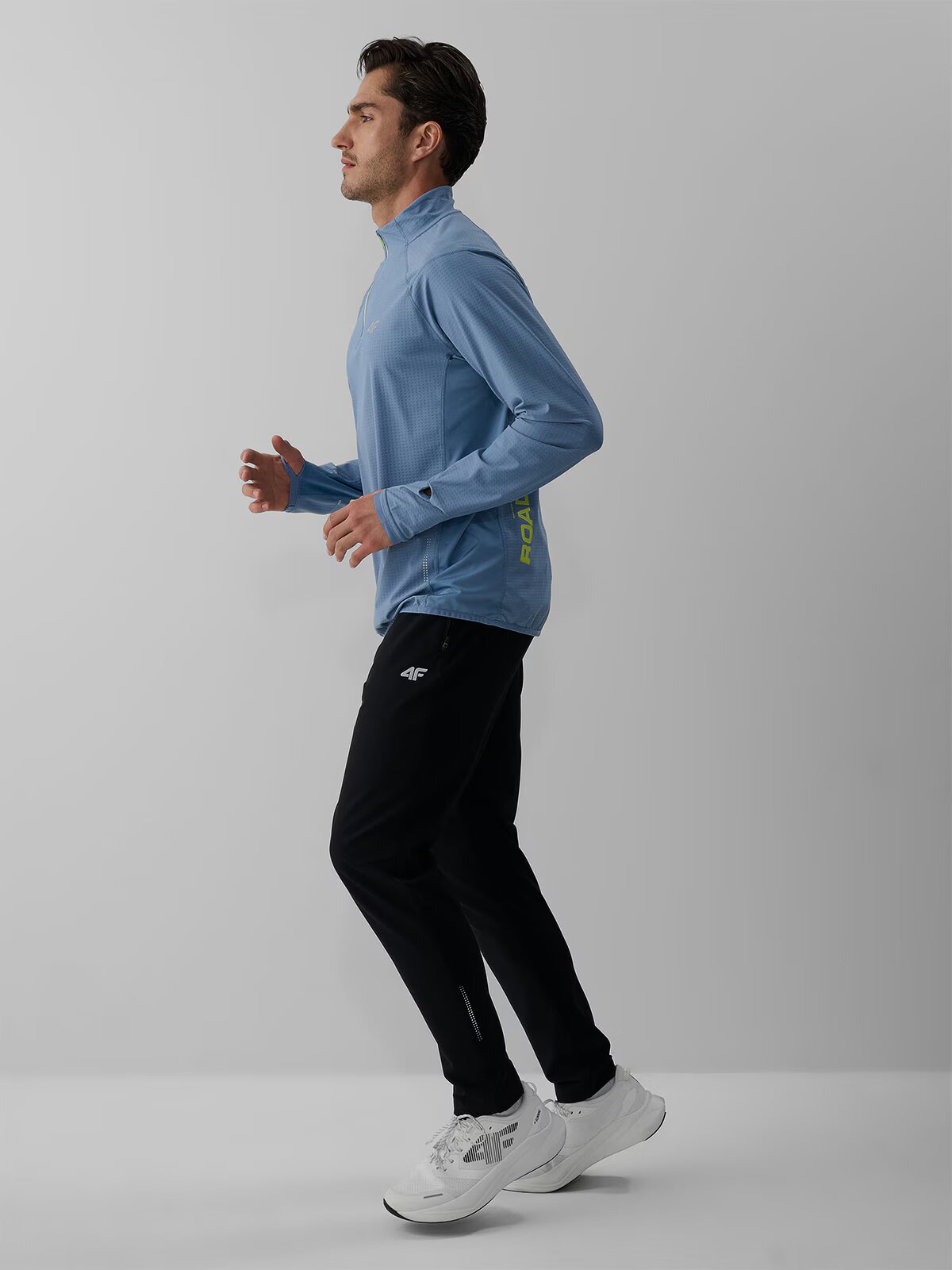 4F Bluză de alergare slim fără glugă pentru bărbați - denim L
