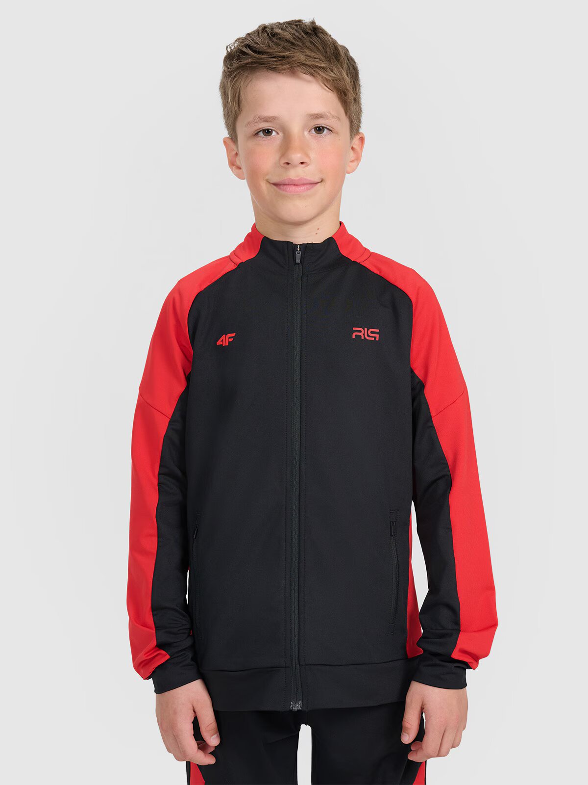 4F Bluză de sport cu fermoar fără glugă pentru copii JUNIOR x Robert Lewandowski - neagră 158/164 (12-14 ani)