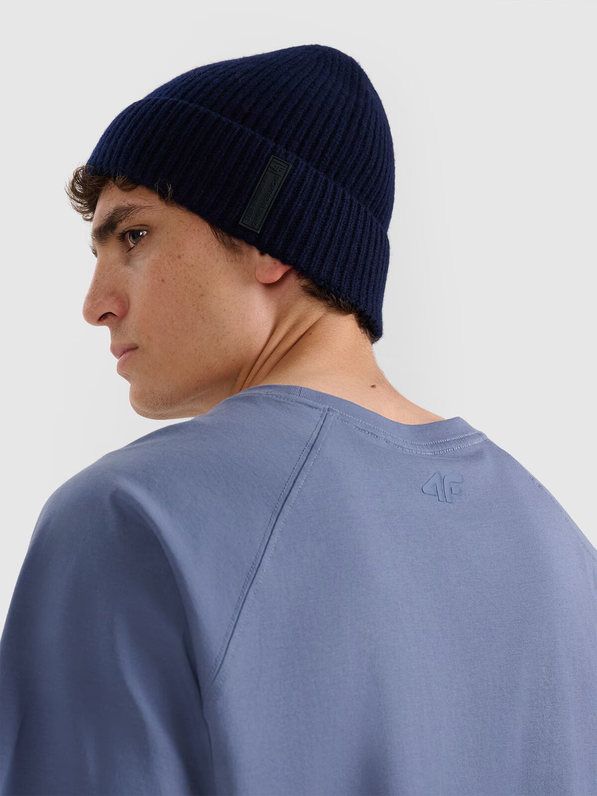 4F Căciulă beanie din lână pentru bărbați - albastru marin L