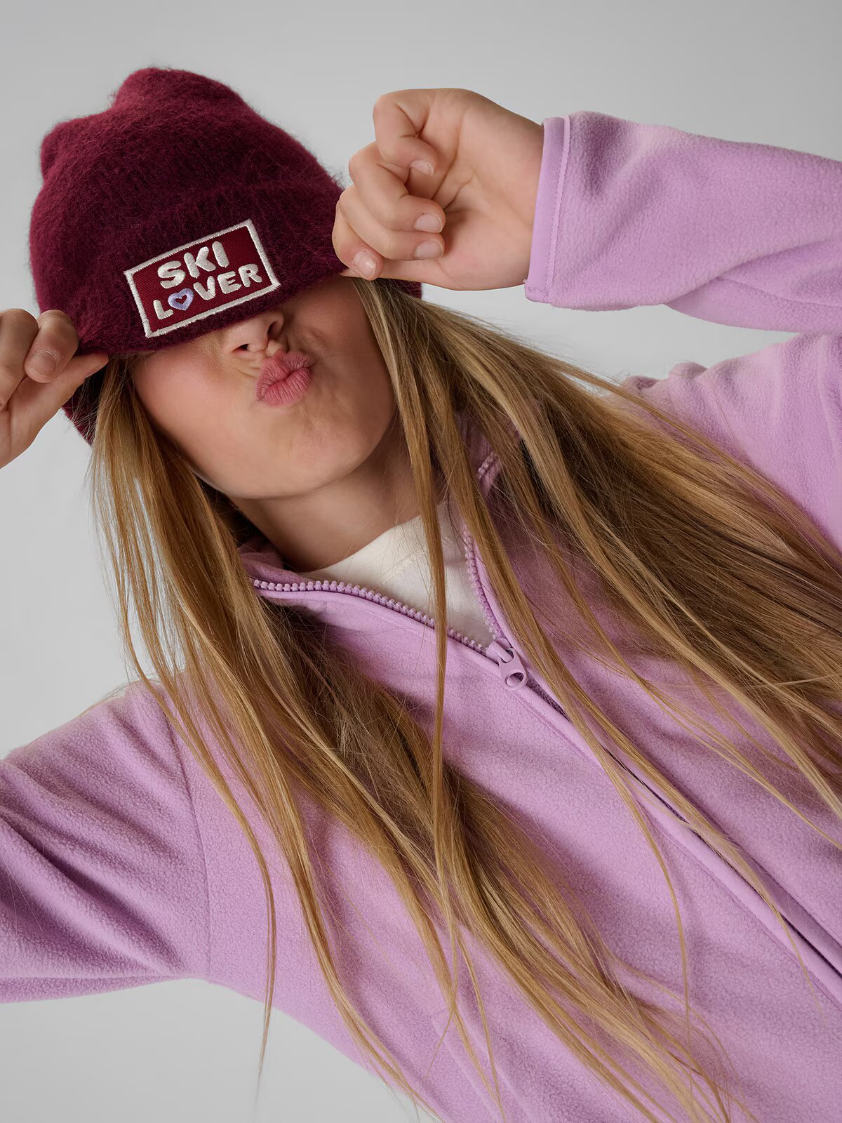 4F Caciula de iarna pentru fete - burgundy one size