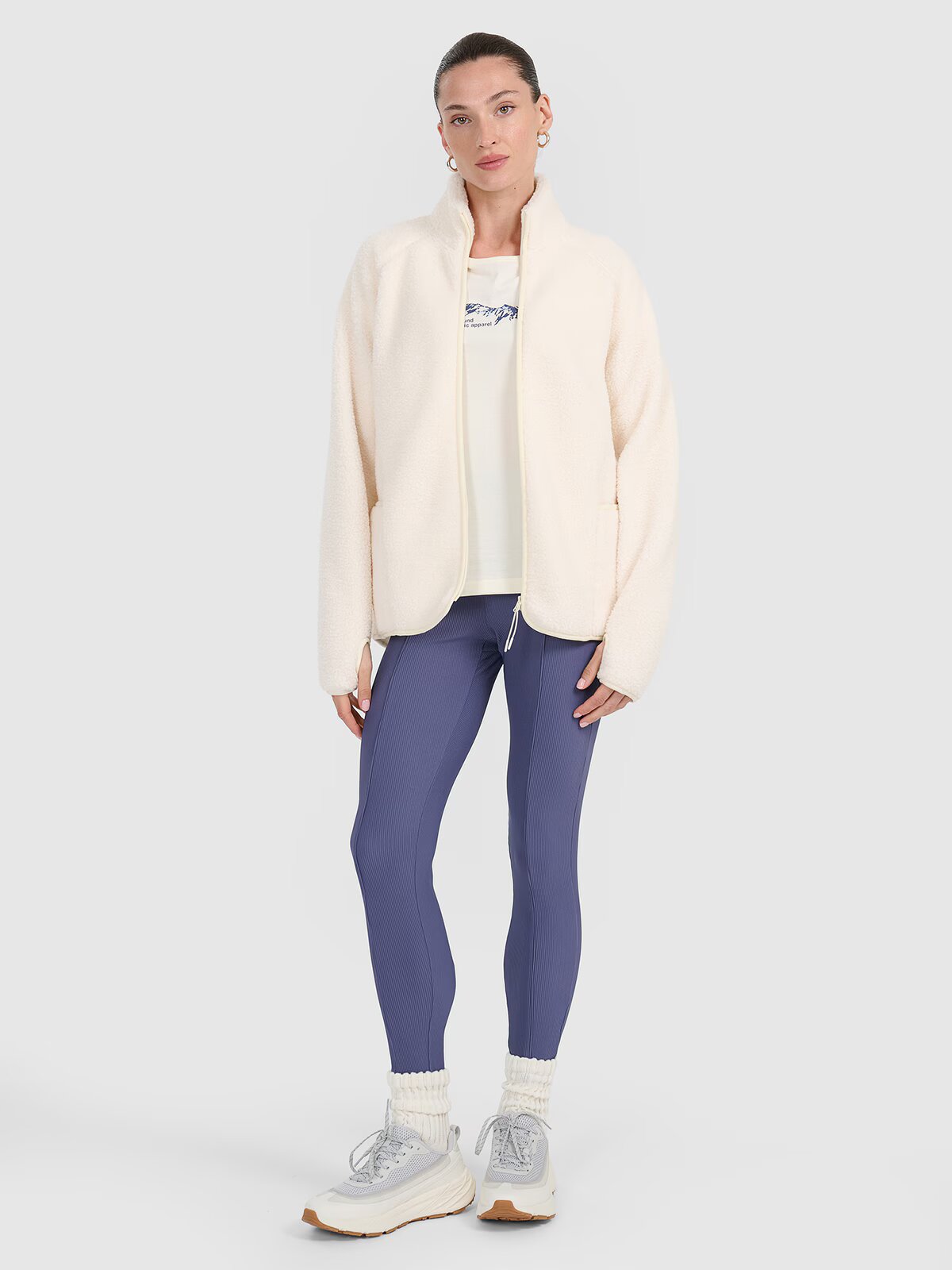 4F Colanți din tricot striat pentru femei - XS
