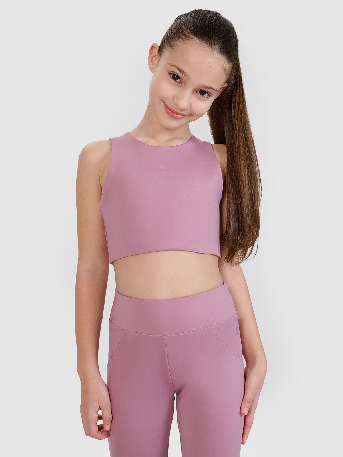 4F Crop top de sport cu uscare rapidă pentru fete JUNIOR | Anna Lewandowska - 158/164 (12-14 ani)