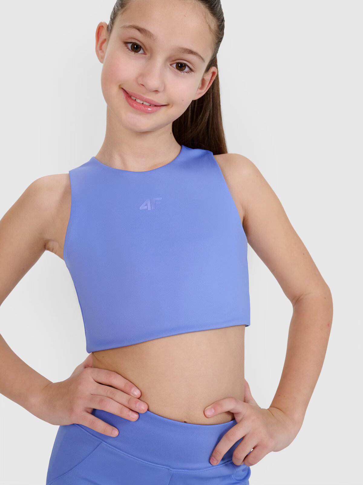 4F Crop top de sport cu uscare rapidă pentru fete JUNIOR | Anna Lewandowska - 158/164 (12-14 ani)