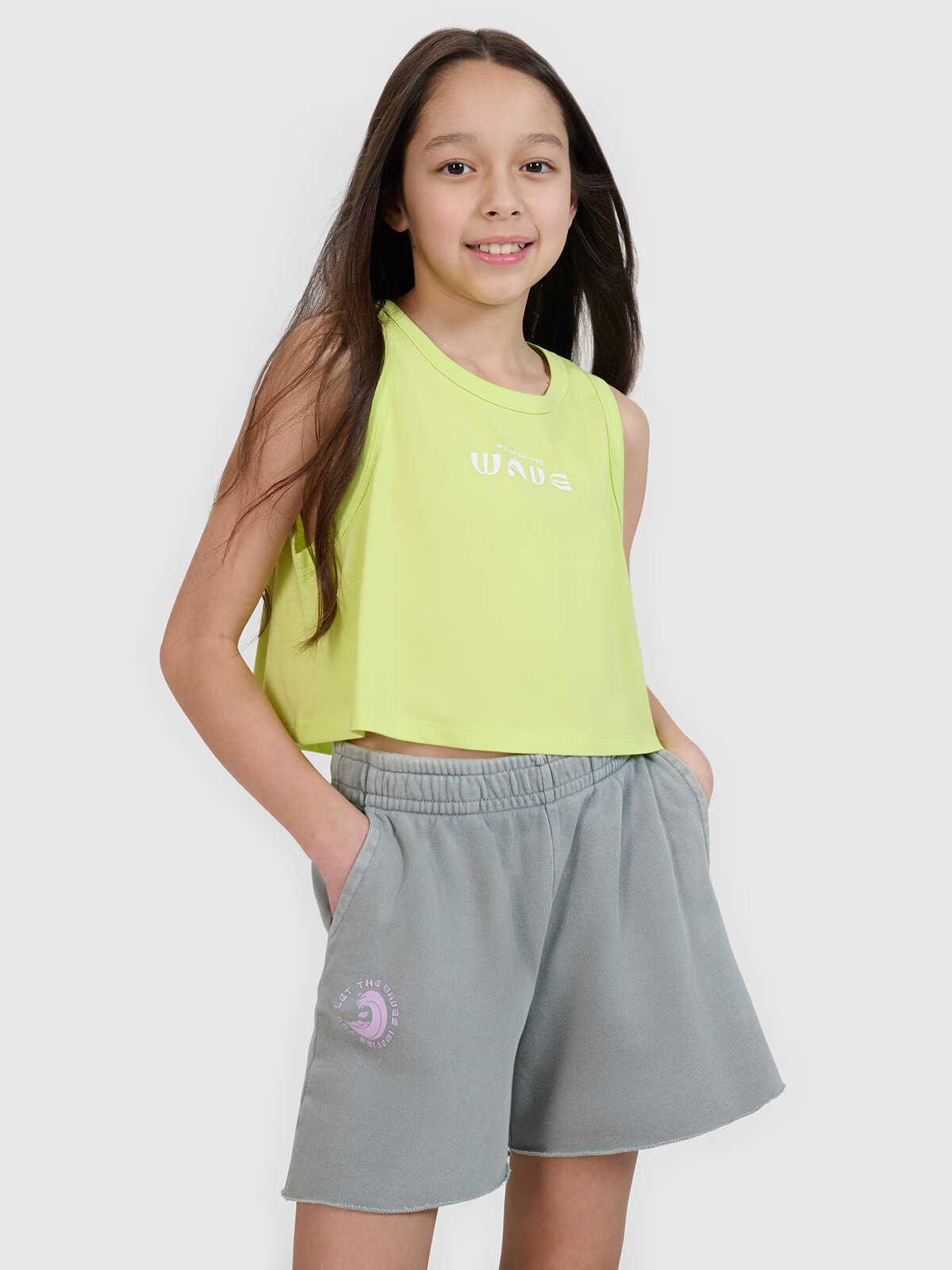 4F Crop top oversize cu imprimeu pentru fete - 158