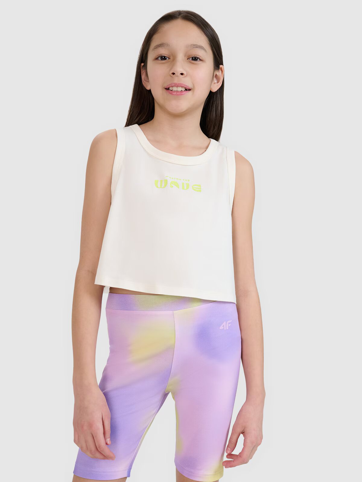 4F Crop top oversize cu imprimeu pentru fete - 158