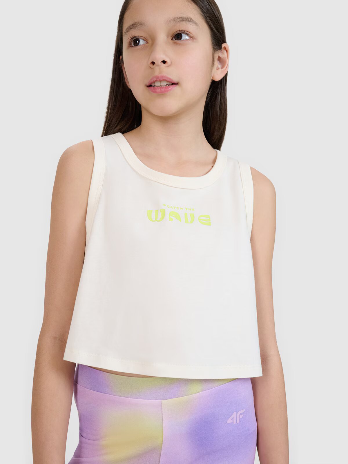 4F Crop top oversize cu imprimeu pentru fete - 158