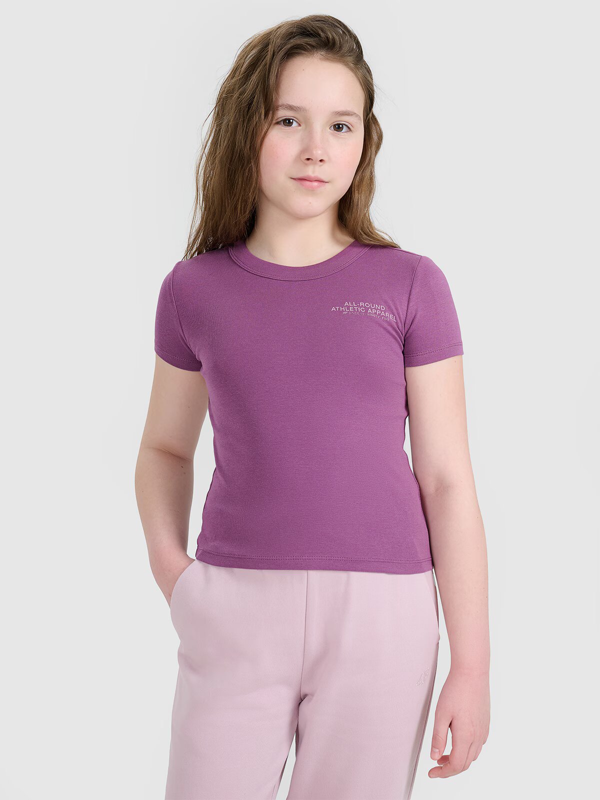 4F Crop top slim cu imprimeu pentru fete - 158
