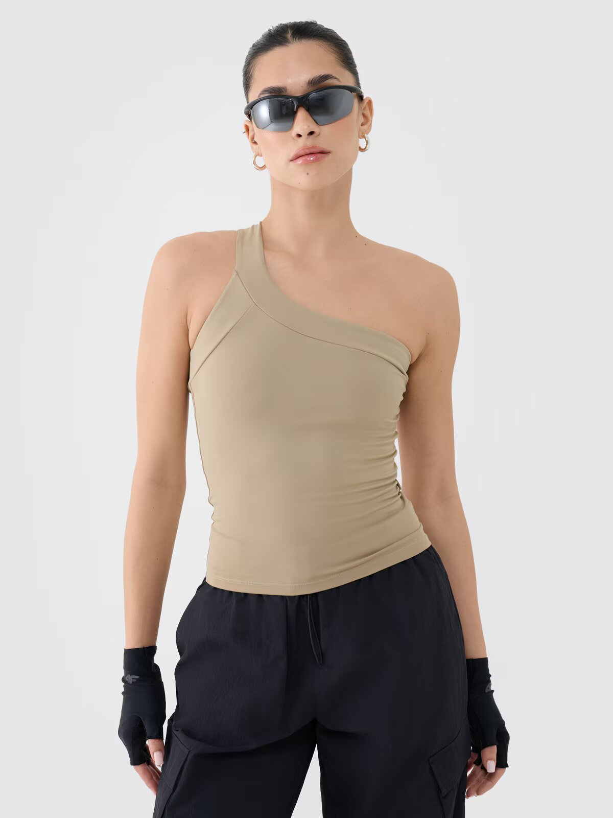 4F Crop-top slim cu o bretea asimetrică pentru femei - XS