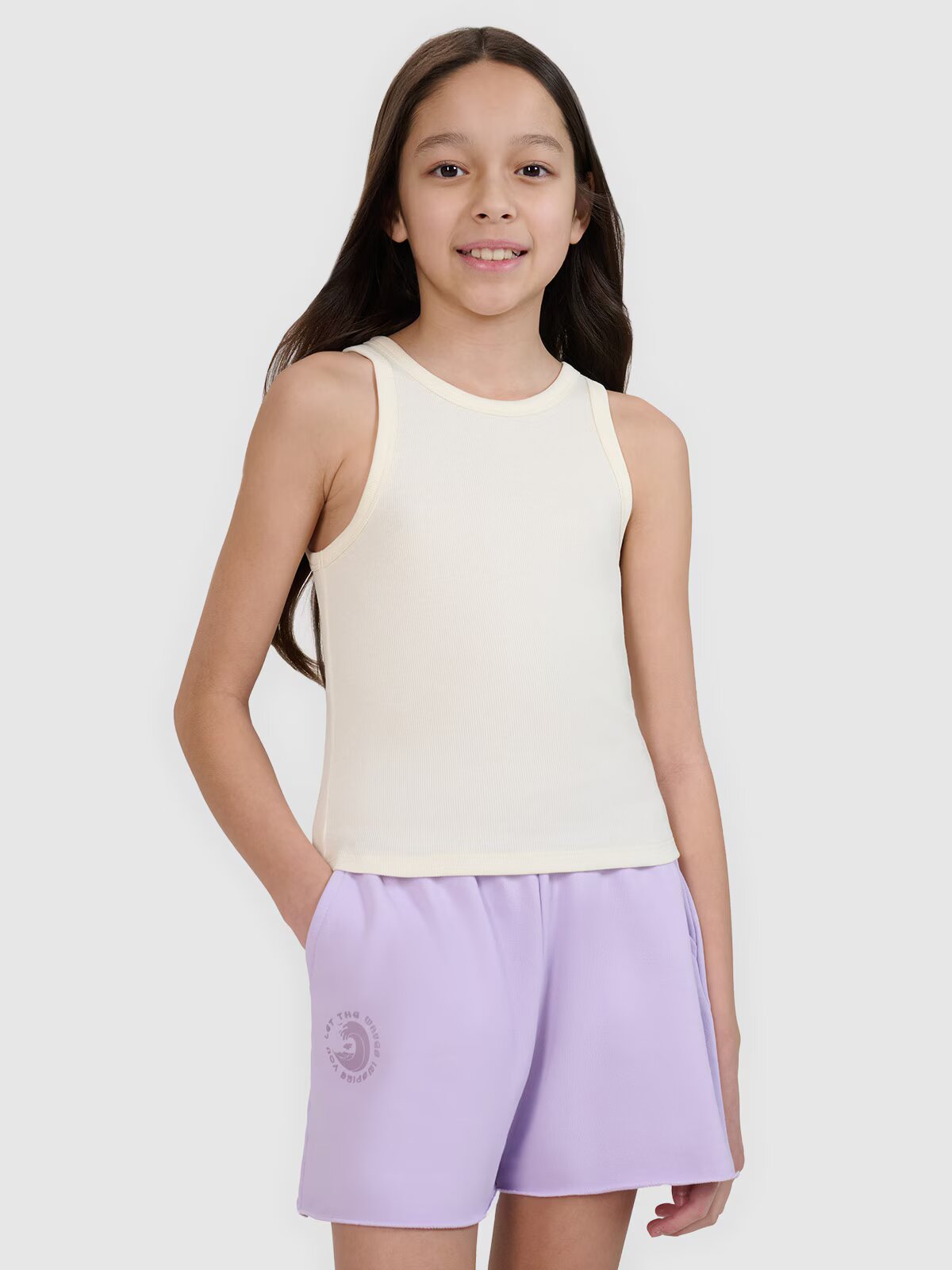4F Crop top slim din tricot striat pentru fete - 158