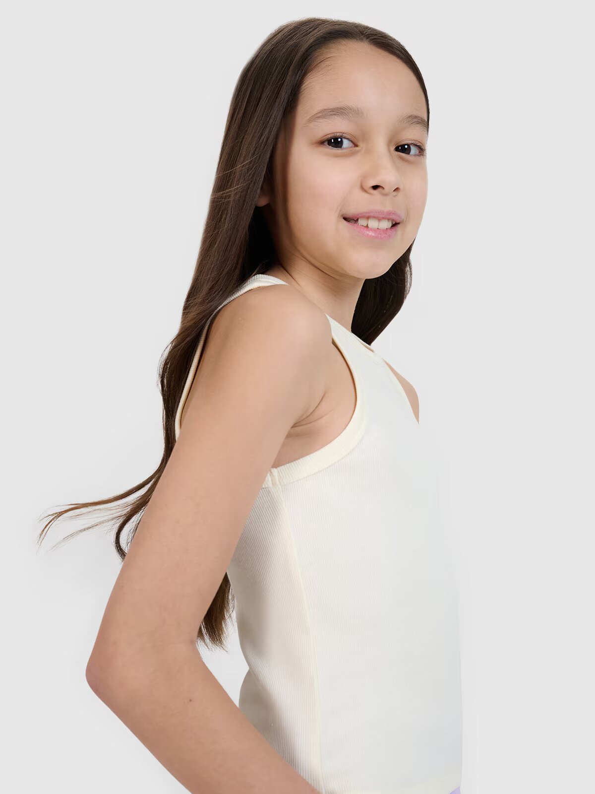 4F Crop top slim din tricot striat pentru fete - 158